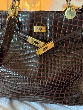 Vintage Jay Herbert New York Glossy Croc-Embossed Leather Kelly Bag